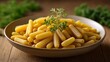  Deliciously golden pasta ready to be savored