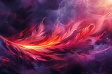 Abstract Purple And Red Space With A Fiery Tail Background