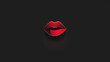 Glossy Red Lips Illustration on Dark Background