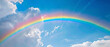 Colorful rainbow against clear blue sky, bringing joy and hope with its bright presence.