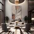3d rendered pic of luxury interior design of living room with LED in the abstract background