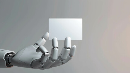 Using advanced technology in finance and investment, robotic hand holding card or credit card