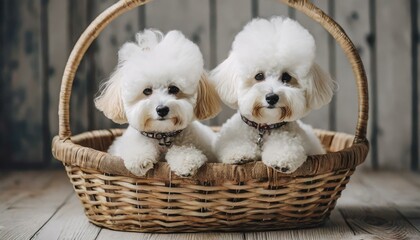 Canvas Print - two puppies in a basket