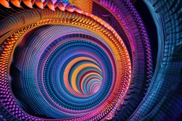 Wall Mural - vibrant fractodome with colorful seamless fractal patterns abstract digital art