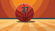 Ball of basketball symbol with number 77 2d flat ca