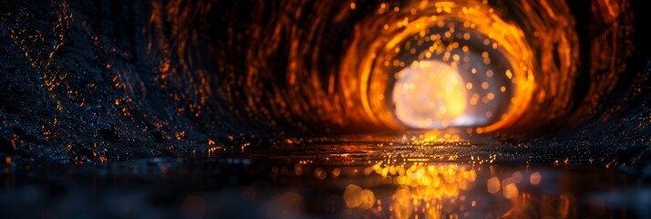 Wall Mural - a tunnel with a bright orange light shining through it by ai generated image