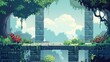 © paisorn - platformer video game level, 2d, flat, horizontal floor