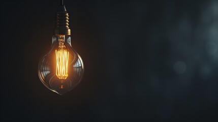 Aufkleber - Glowing filament bulb on dark background