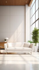 Wall Mural - Modern minimalist bright and spacious living room interior design