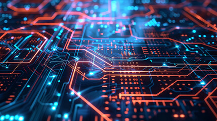 A techy background shows a cyber network grid of global data connections and connected particles represents a quantum computing system , featuring artificial neurons , Abstract technology background	