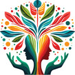 The visionary head hand tree butterfly logo symbolizes the mind and development of customized vector design