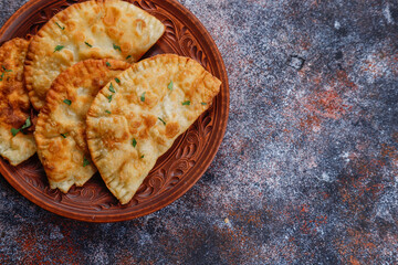 Poster - Traditional Russian deep fried meat pies - chebureki.