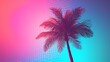 Vibrant retro wave style palm tree