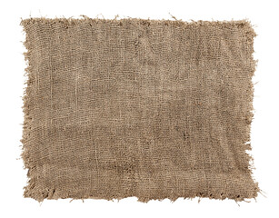 Poster - Burlap texture. A piece of torn burlap on a white background. Canvas. Packing material