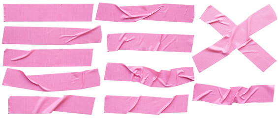 pink adhesive sticky tapes set isolated on white background