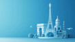 3D vector of famous landmark, Eiffel tower, Arc de Triomphe, Cathedral of Notre Dame, in Paris city in France Europe