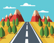 Vector illustration of a mountain cartoon road landscape