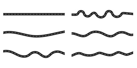 Top view on a curved highway road map. Roadmap diagram, Vector illustration.