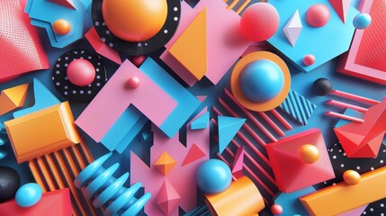 Abstract Geometric Backgrounds: A 3D vector illustration of a dynamic abstract background