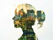 A visualization of a human silhouette filled with a flourishing cityscape illustrating individual impact on urban growth