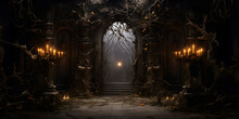 Mystic Baroque Gateway Draped In Twilight: An Eerie Passage To The Unknown