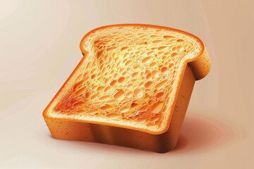 Wall Mural - golden toasted bread slice, crispy texture close-up on a light background