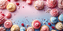 Frame Of Vibrant Cookies And Frosting Swirls