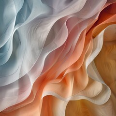 Aufkleber - A colorful, flowing piece of fabric with a mix of blue, white, and orange hues. The fabric appears to be a piece of cloth with a pattern