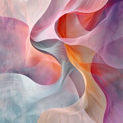 Aufkleber - A colorful abstract painting with a pink and orange swirl. The painting is full of vibrant colors and has a sense of movement and flow. The overall mood of the painting is energetic and dynamic
