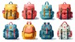 Set of Vibrant Schoolbags with School Essentials Generative AI