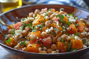 Wall Mural - Butternut squash and chickpeas salad roasted