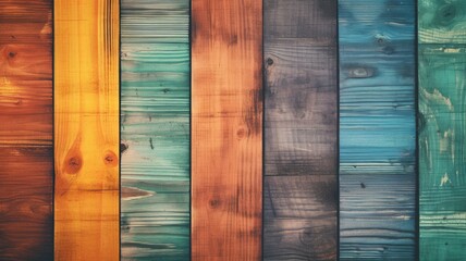 Poster - colorful vintage wooden top texture background. exuberant image. generative ai