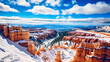 over view Bryce canyon with snow in winter season 