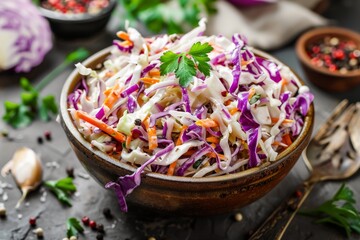 Sticker - Homemade coleslaw with white cabbage carrots and mayo dressing