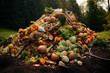 A close up of the compost pile food waste, envyromentally friendly concept.