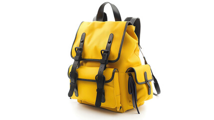 Wall Mural - yellow backpack isolated on white background generative ai