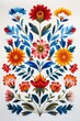 Fine Czech embroidery with elaborate floral ornaments on white material