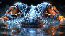   A Tight Shot Of An Alligator's Head Submerged In Water, Exhaling Billows Of Steam