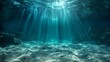   The sun illuminates the water's surface, casting light on the sandy ocean floor beneath, creating an illusion of suspended suspension