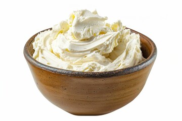 Wall Mural - Cream cheese in bowl on white background