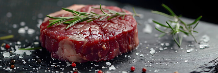 Wall Mural - Fresh Raw Steak on Shale: A Delicious Beef Dinner Idea