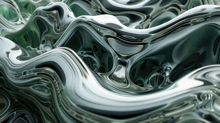 Poster - Holo 3D form of green-gray color. Abstract background or screensaver. AI generative.