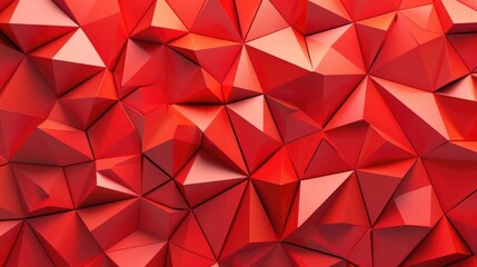 Poster - Red background made of triangles. AI generative.