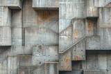 Fototapeta Na drzwi - High-detail image capturing the aging of a brutalist architecture with rust stains and monochromatic tones