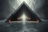 Fototapeta Na drzwi - An ethereal image capturing the allure of a mysterious triangle portal amidst the harshness of an industrial concrete environment