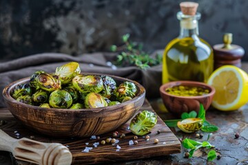 Wall Mural - Roasted Brussel Sprouts with homemade seasoning