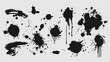 © GOLDMAN - Various black vector platters set illustration. Spray liquid art shape and splash dirty ink. Isolated collection element decoration and drawing flow splat. Creative graphic design
