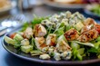 Simple and tasty Waldorf chicken salad with blue cheese dressing