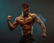 © Natalina - Medium shot fit man fighting pose