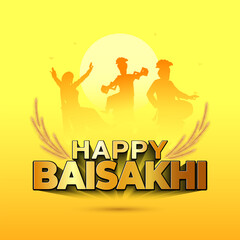 Wall Mural - Vector illustration of Happy Baisakhi festival post. Punjabi sikh celebration and harvest festival background.